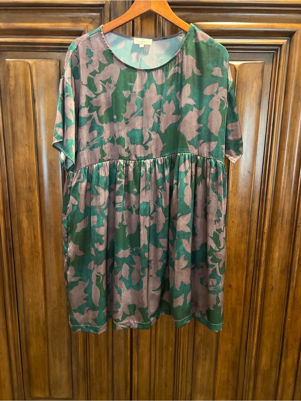 entro Green and Gray Floral Babydoll Dress